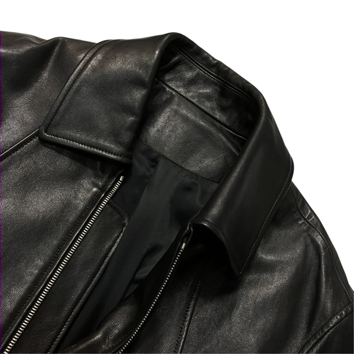 LEATHER ZIP SHORT JACKET - BLACKレザージャケットST.921