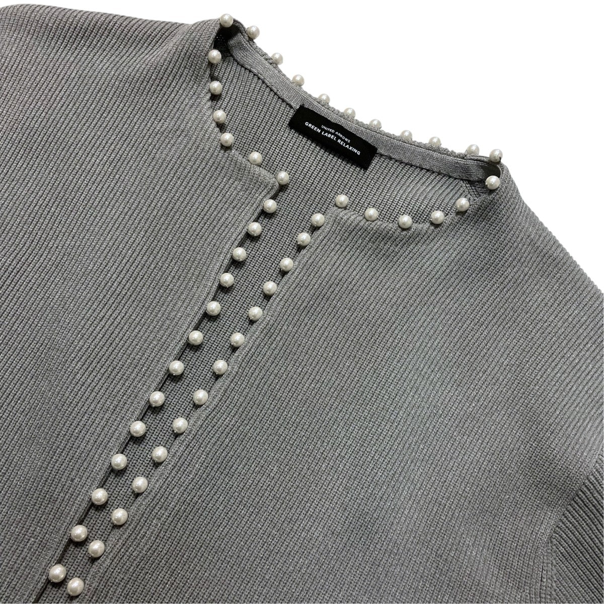 green label relaxing フェイクパール クロップド カーディガン3528-119-0746 古着・中古-3枚目のアイテム画像