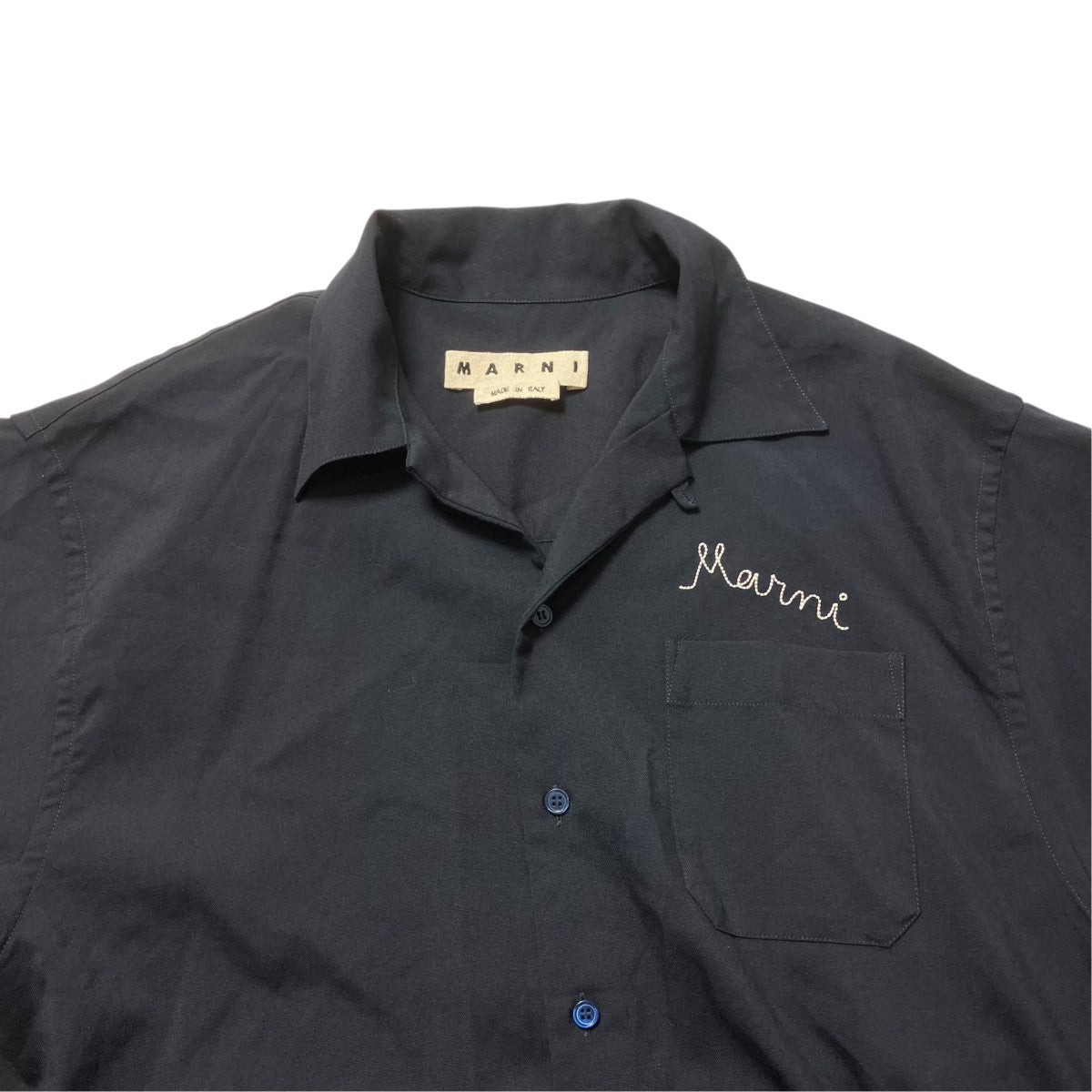 MARNI トロピカルウールロゴ刺繍ボーリングシャツ半袖シャツ 古着・中古-3枚目のアイテム画像