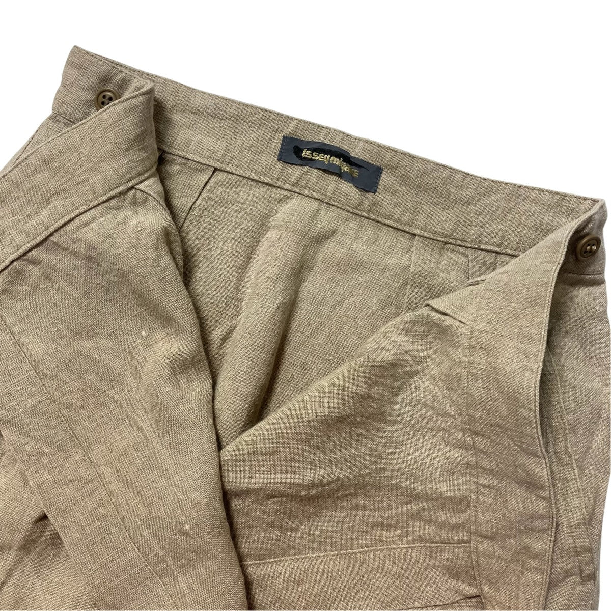 ISSEY MIYAKE 筆タグリネンラップスカートJG52217 古着・中古-3枚目のアイテム画像