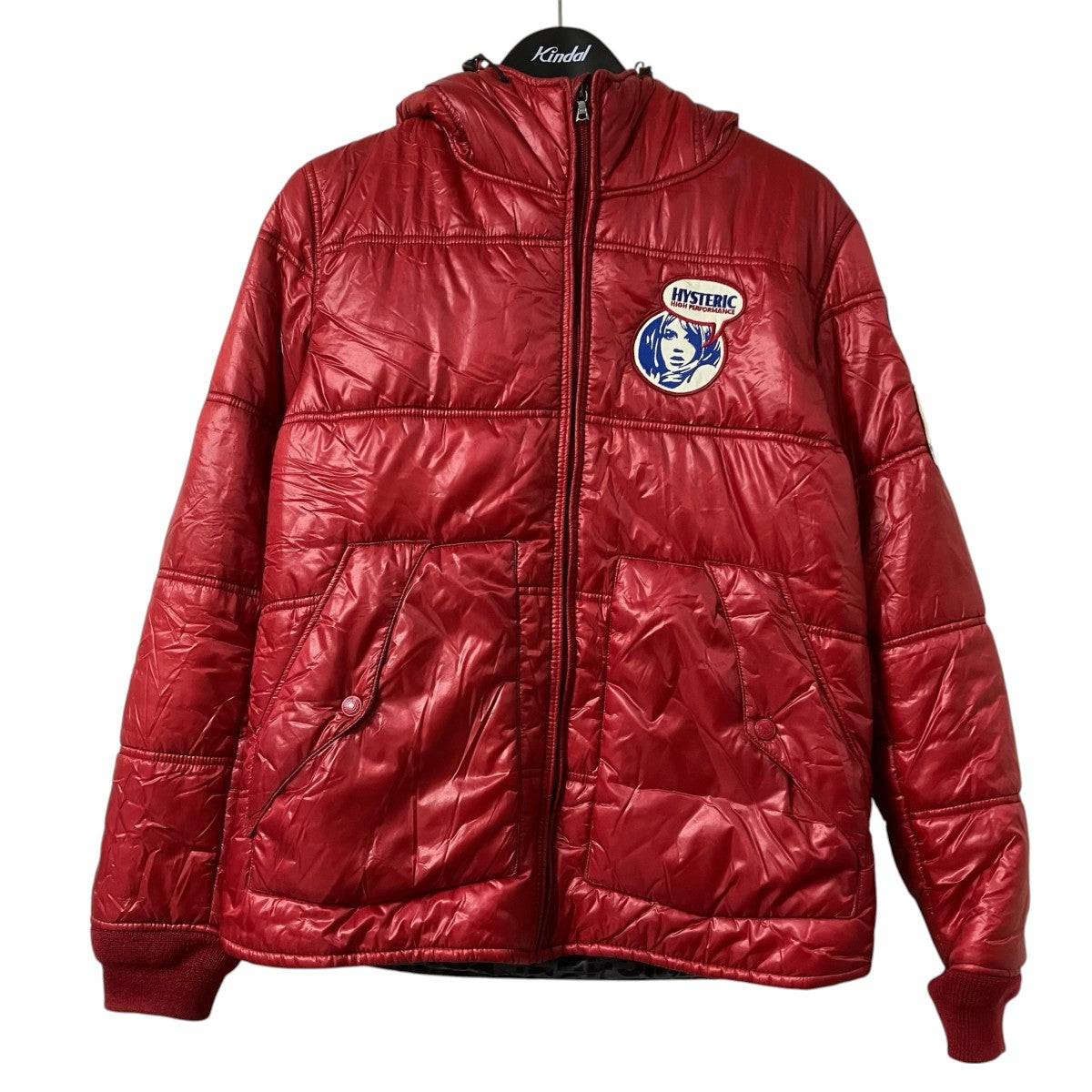 ヒステリックグラマー　ジャケット　アームロゴ　迷彩インナー付き　赤　Sサイズ Hysteric Glamour(ヒステリックグラマー) 中綿ジャケット0213AB01