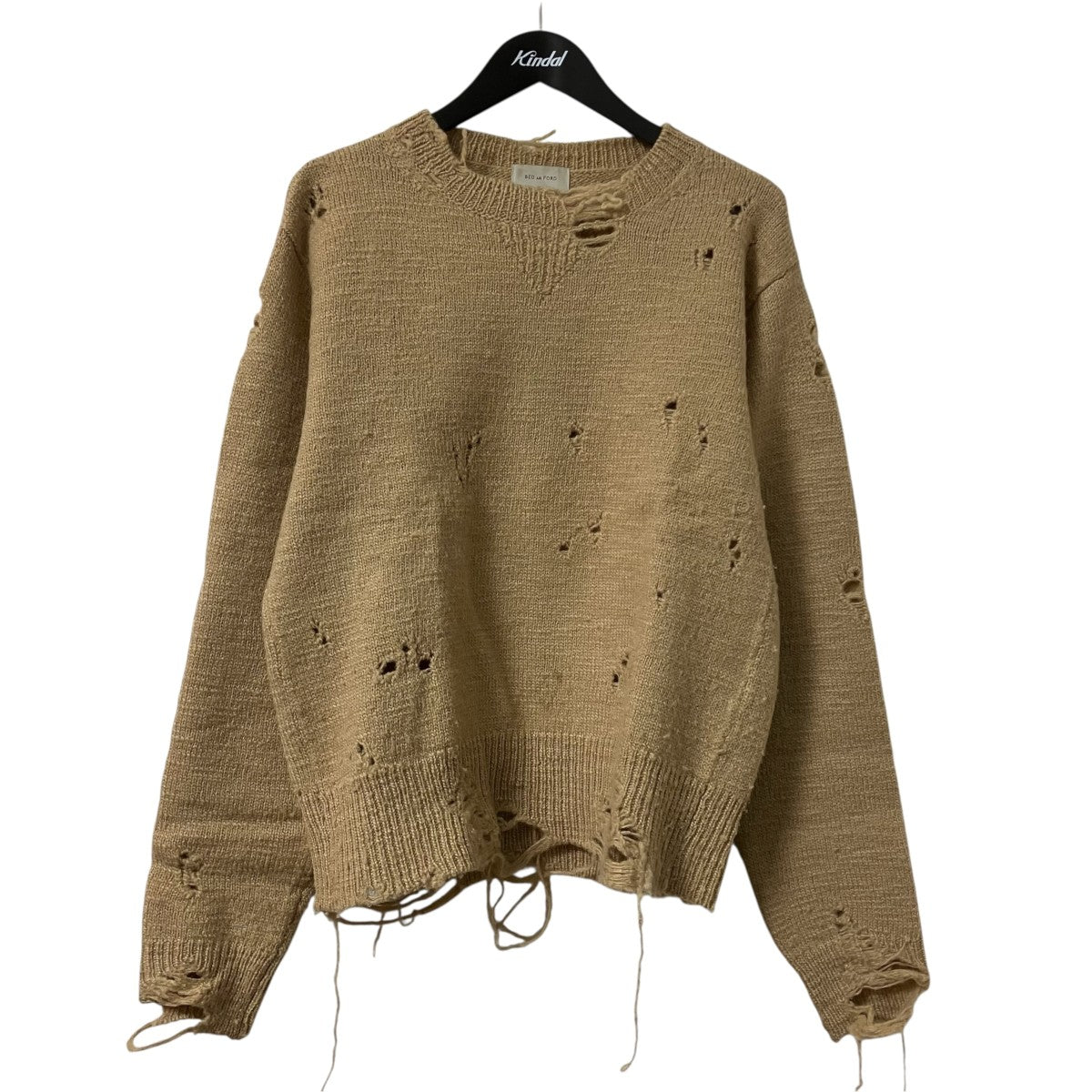 BED J．W． FORD Bolo Crewダメージ加工ニット19AW-B-KT01 古着・中古-1枚目のアイテム画像