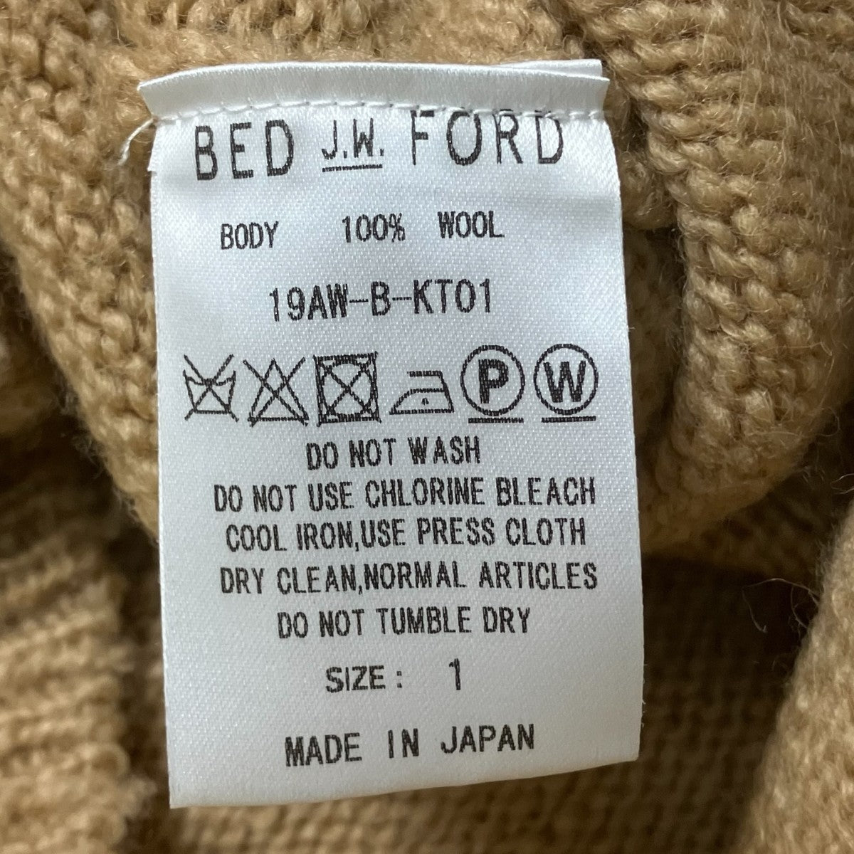 BED J．W． FORD Bolo Crewダメージ加工ニット19AW-B-KT01 古着・中古-6枚目のアイテム画像
