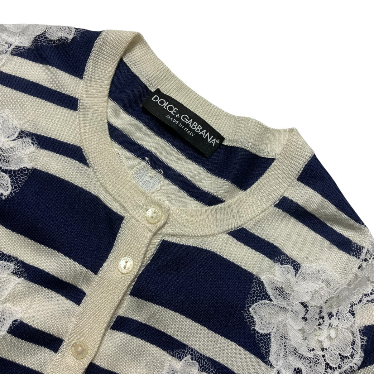 DOLCE ＆ GABBANA ボーダー レースレースカーディガンFNC15K 古着・中古-3枚目のアイテム画像