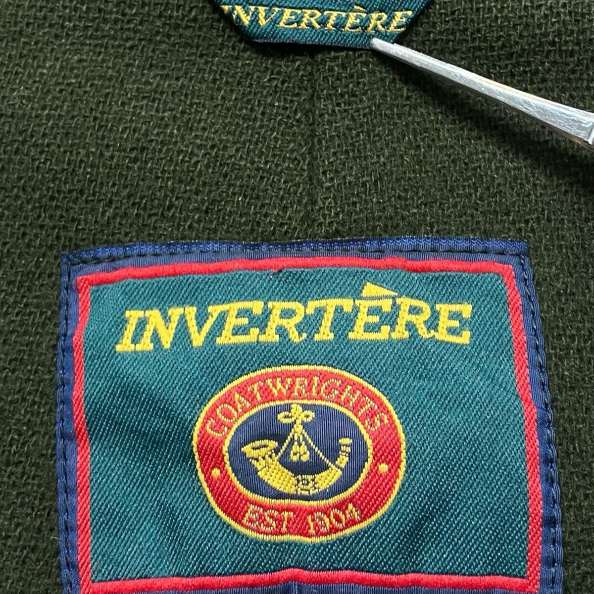 INVERTERE 緑タグ Moorbrookウールヘリンボーンダッフルコート 古着・中古-7枚目のアイテム画像