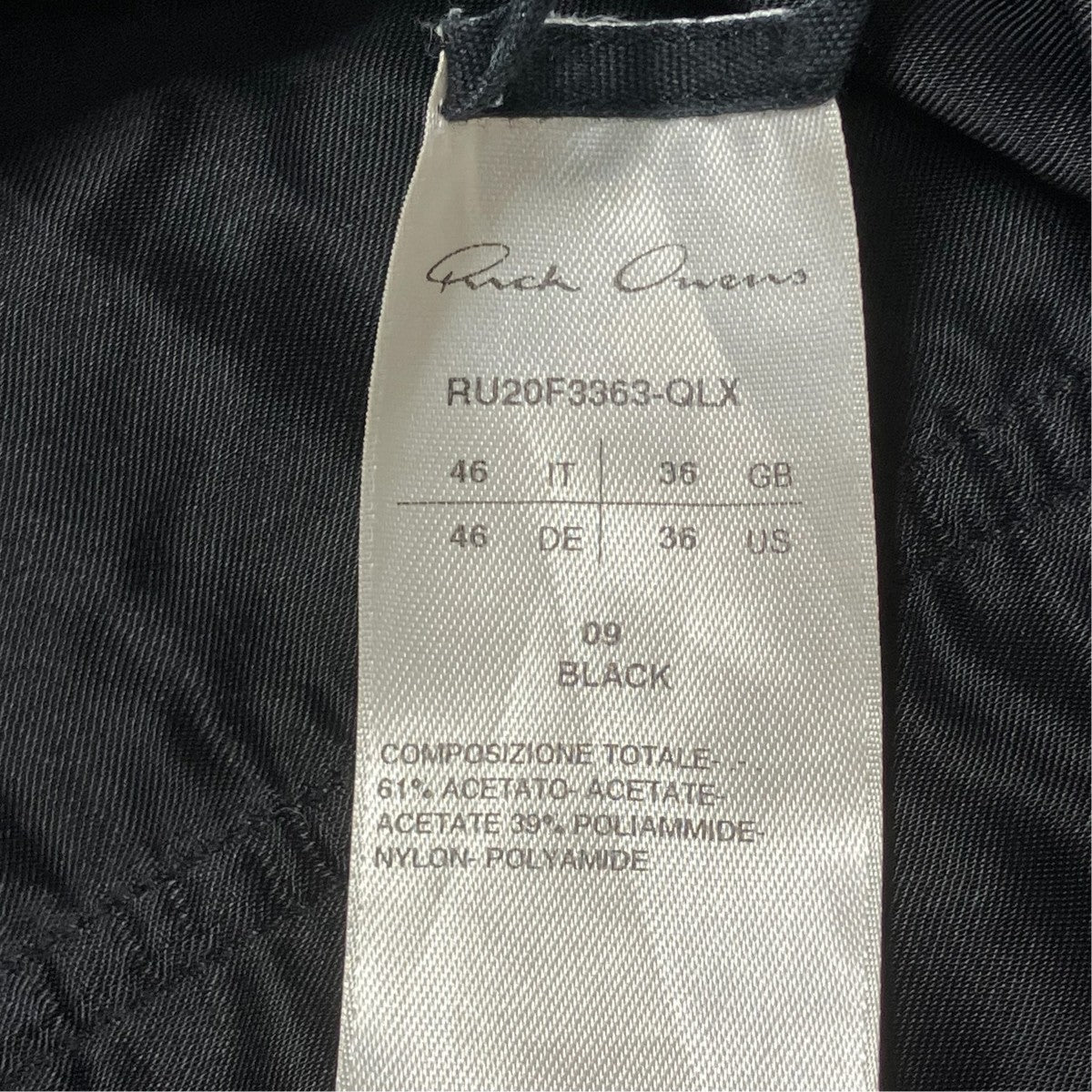 RICK OWENS 20AWBELA CROPPED PANTSベラクッロプドパンツRU20F3363 古着・中古-9枚目のアイテム画像