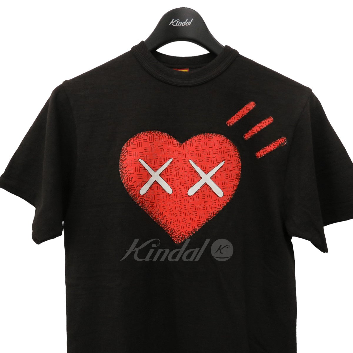 HUMAN MADE×KAWS プリントTシャツ ハートプリント ブラック サイズ 14 ...