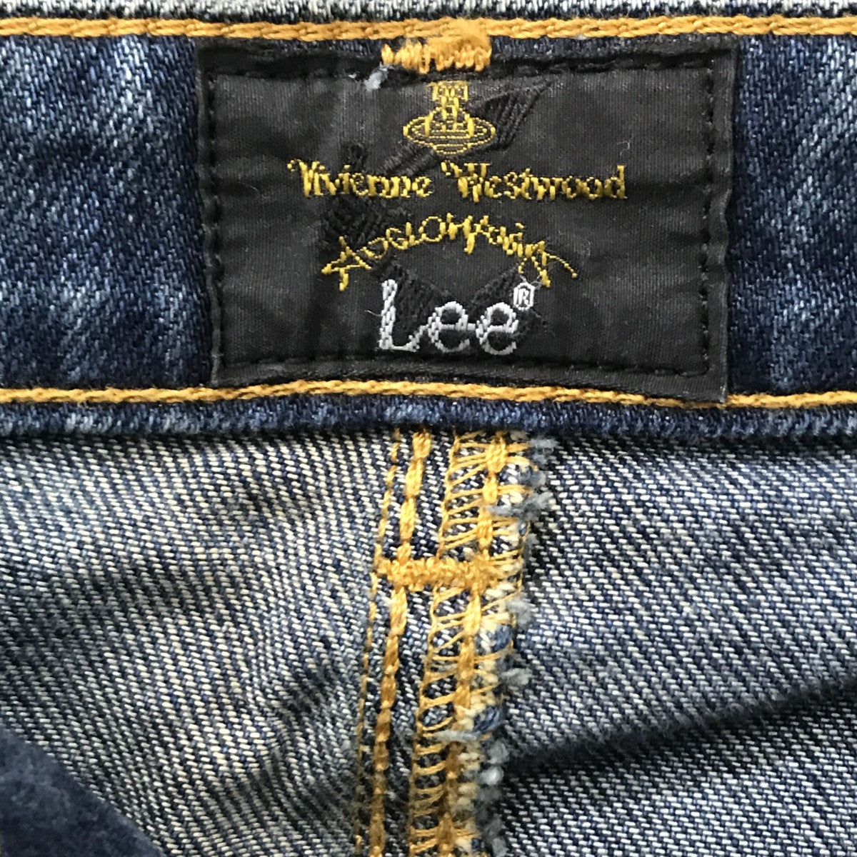 VIVIENNE WESTWOOD ANGLOMANIA×Lee ワッペン付き 加工ストレッチデニム