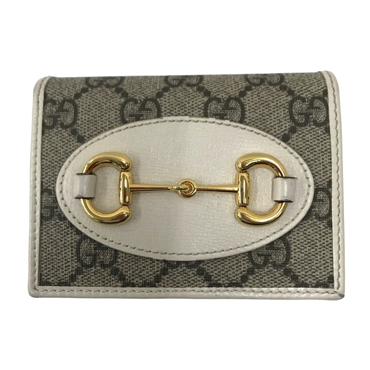 GUCCI(グッチ) GGスプリーム ホースビット コンパクトウォレット カードケース 621887 621887 ベージュ×ホワイト サイズ  14｜【公式】カインドオルオンライン ブランド古着・中古通販【kindal】