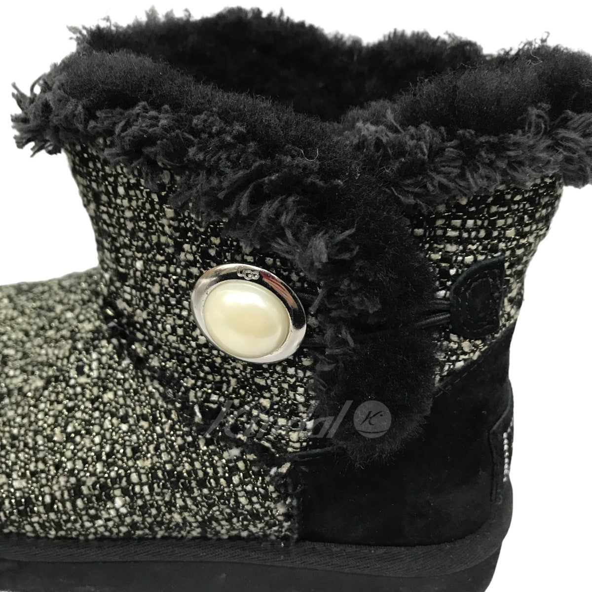 UGG(アグ) MINI BAILEY BUTTON FANCY ツイードショートブーツ 1009293 1009293 ブラック サイズ  13｜【公式】カインドオルオンライン ブランド古着・中古通販【kindal】