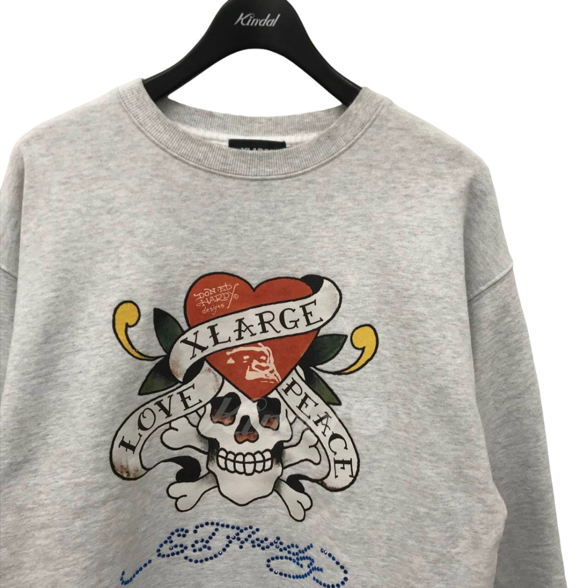 X-LARGE×EDHARDY CREWNECK SWEAT スカルプリント クルーネックスウェット 101223012029  101223012029 グレー サイズ L｜【公式】カインドオルオンライン ブランド古着・中古通販【kindal】