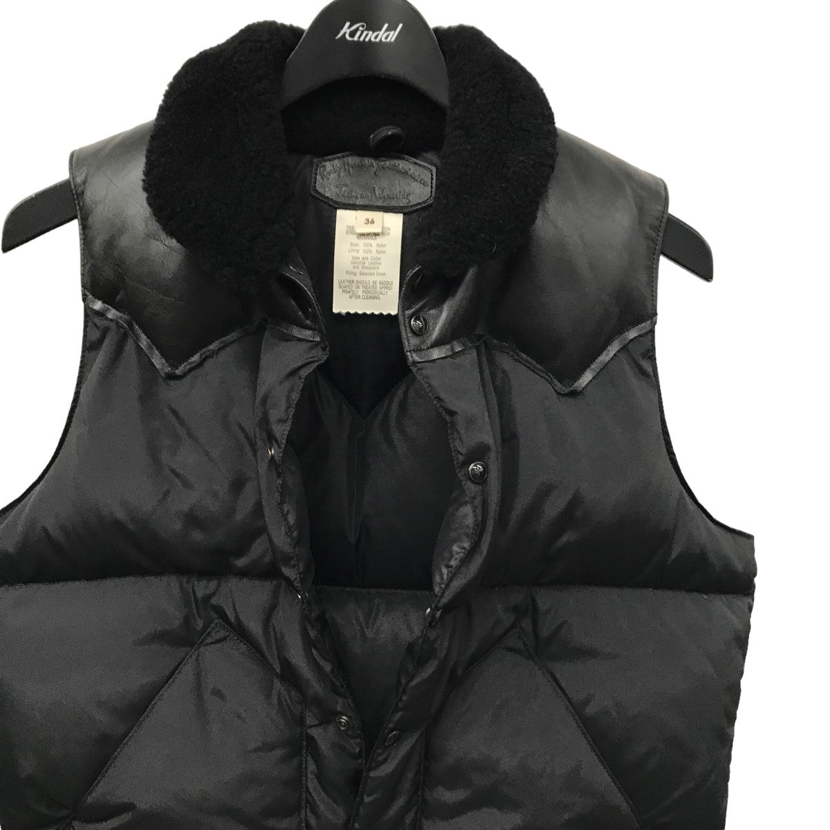 Rocky Mountain Featherbed(ロッキーマウンテンフェザーベッド) Christy Vest レザー切替ダウンベスト  450-512-02 450-512-02 ブラック サイズ 36｜【公式】カインドオルオンライン ブランド古着・中古通販【kindal】