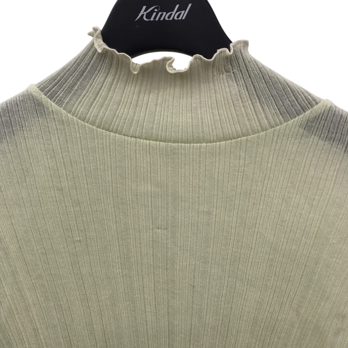 フィーニー PHEENY Cotton nylon rib frill high neck シアーカットソー PA20-CS14 グリーン サイズ：F PHEENY(フィーニー) Cotton nylon rib frill high neckシアー