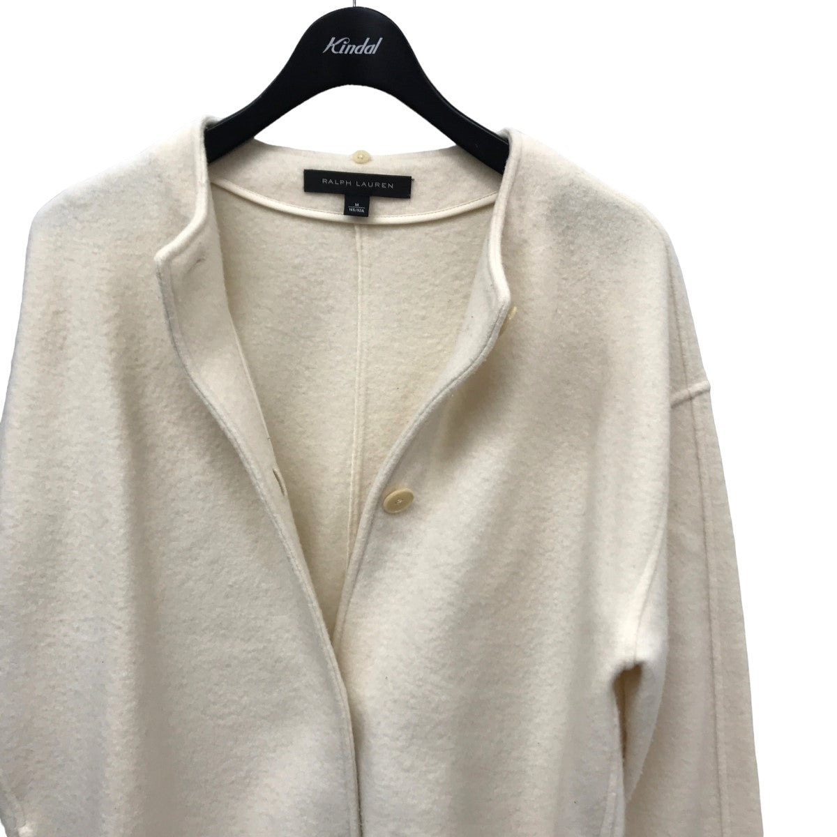 カシミヤ混 スヌード付き ノーカラーコート