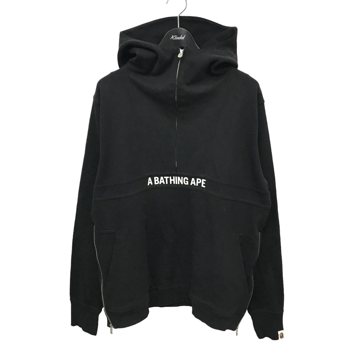 A BATHING APE(アベイシングエイプ) ロゴプリント ハーフジップパーカー 001PPD801007X 001PPD801007X ブラック  サイズ 15｜【公式】カインドオルオンライン ブランド古着・中古通販【kindal】