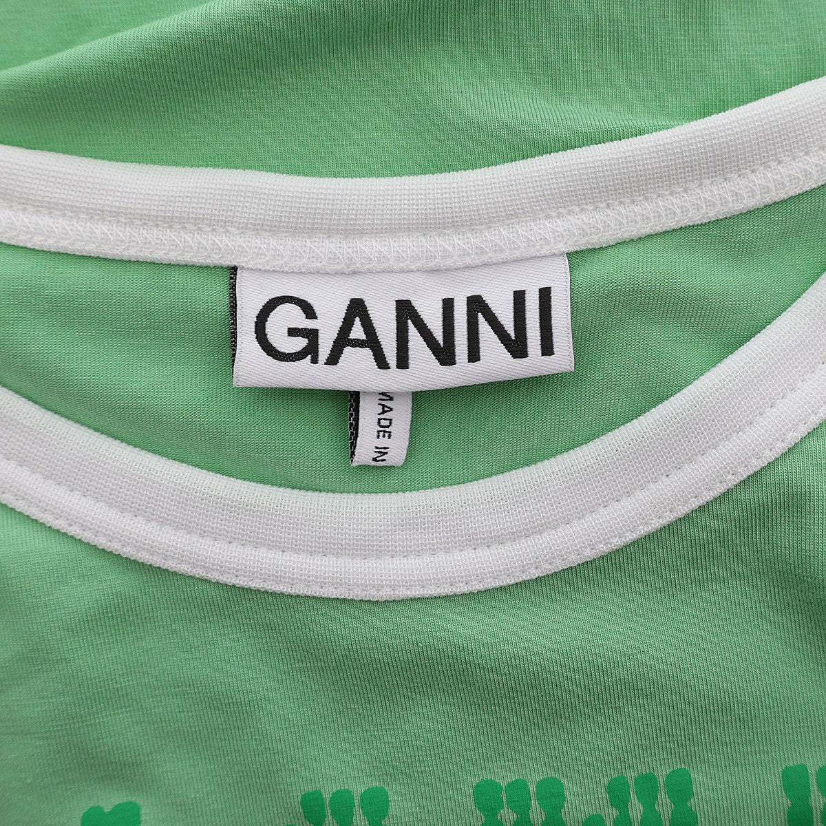 ガニー Ganni Light Stretch Jersey Ganni Fitted フロントプリントリンガーTシャツ 1577-343-1680 Ganni(ガニー) Light Stretch Jersey Ganni Fittedフロント