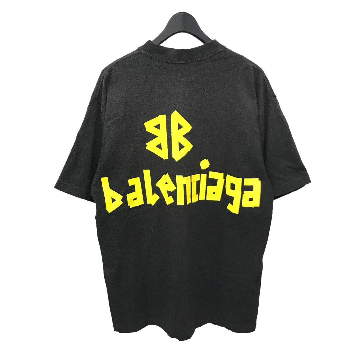 BALENCIAGA 23SS ユーズド加工 テープロゴ Tシャツ 739784 の古着・中古アイテム