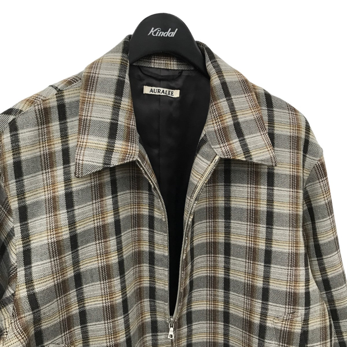 AURALEE(オーラリー) DOUBLE FACE CHECK ZIP BLOUSON チェックブルゾン A9AB02BN A9AB02BN  ブラウン×ベージュ×ライトグレー サイズ 3｜【公式】カインドオルオンライン ブランド古着・中古通販【kindal】