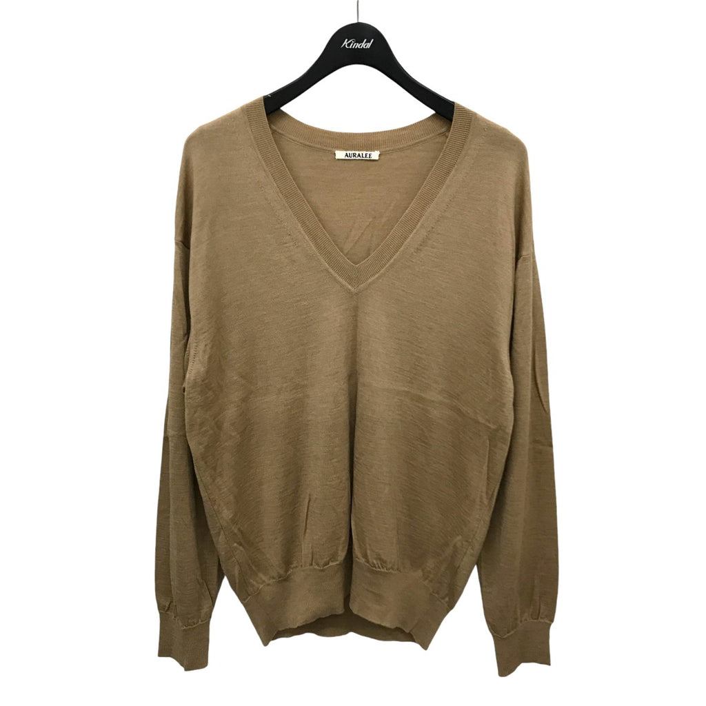 AURALEE(オーラリー) SUPER HIGH GAUGE WOOL KNIT V-NECK P O Vネック 