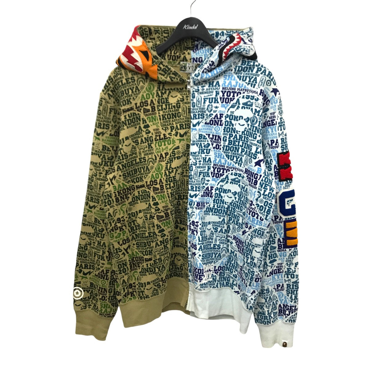 25周年 BAPE XXV CITIES CAMO TIGER SHARK HALF FULL ZIP HOODIE タイガーシャーク ジップパーカー 001ZPE701036X