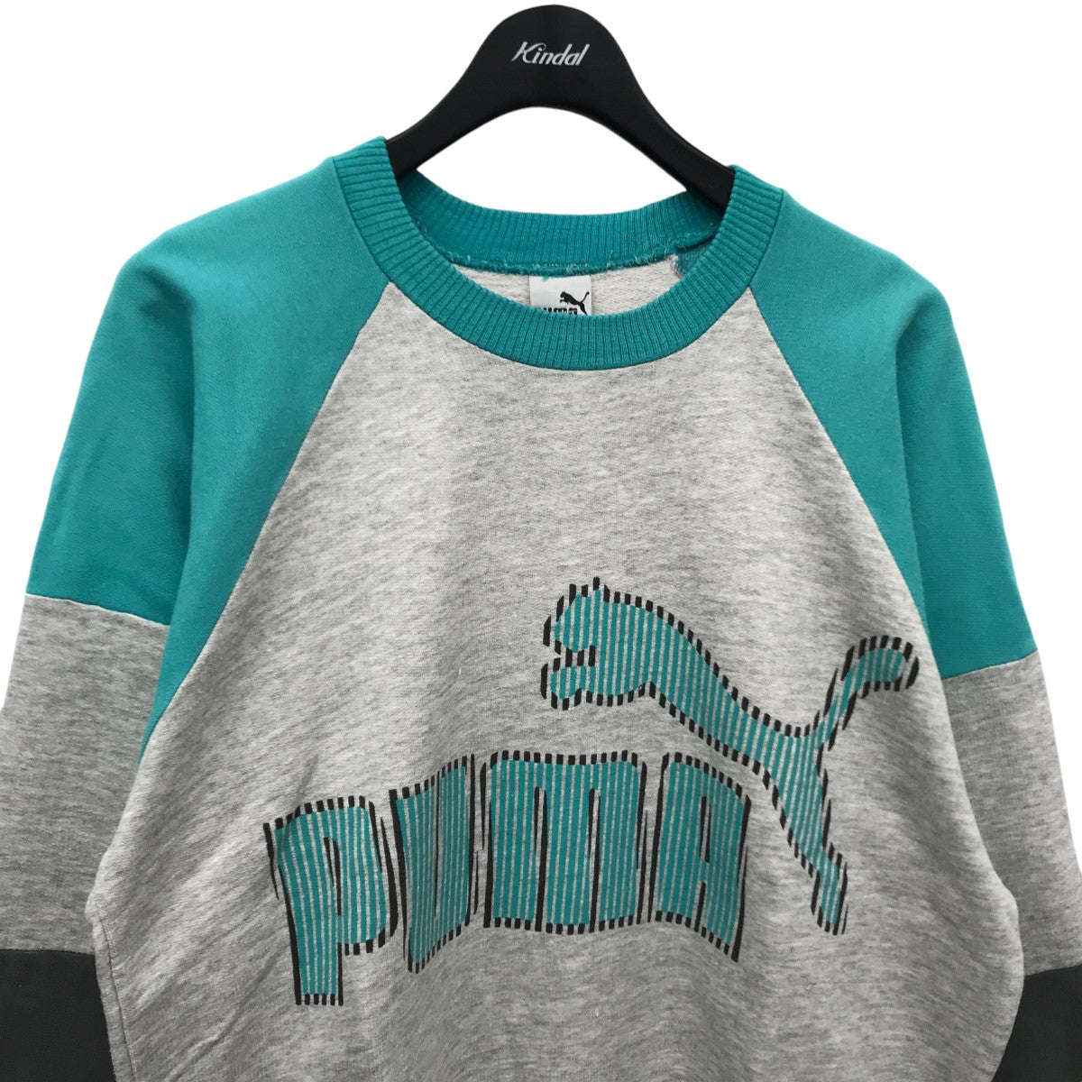 PUMA(プーマ) 80s ロゴプリント ラグランスウェット グレー