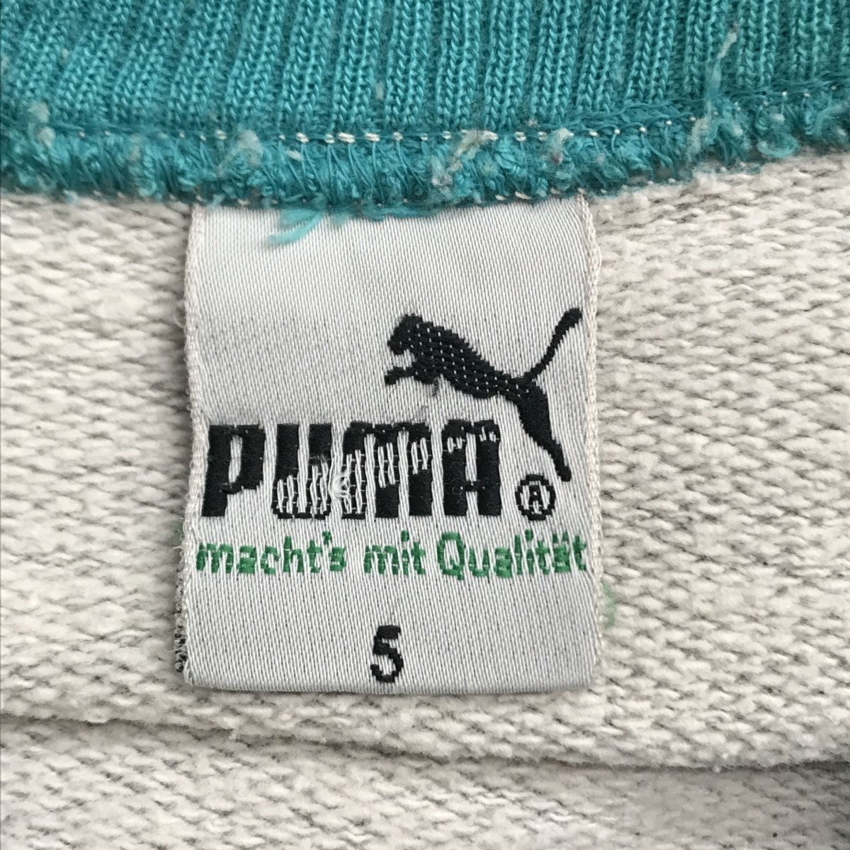 PUMA(プーマ) 80s ロゴプリント ラグランスウェット グレー×グリーン