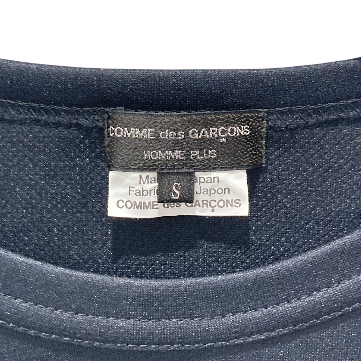 GARÇONS ブラック 半袖トップス XS BLACK COMME des GARCONS(ブラックコムデギャルソン) ストライプ