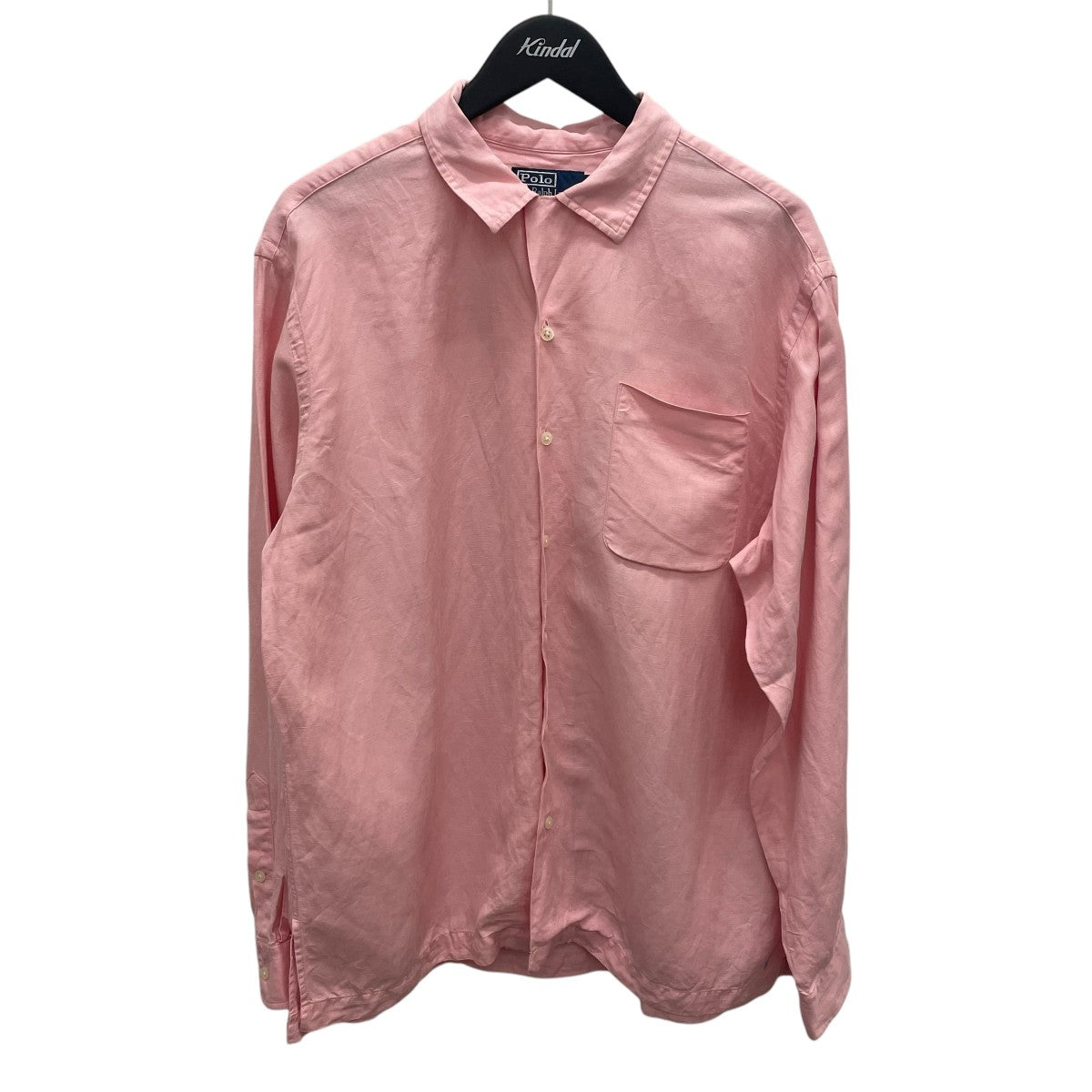 90s Ralph Lauren オープンカラーシャツ グリーン L 胸ポニー
