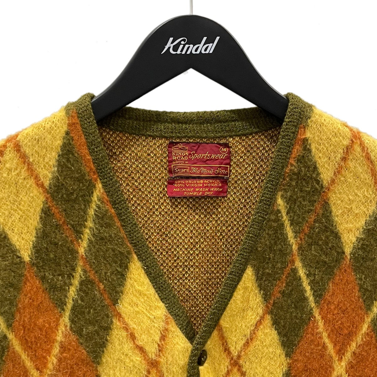70s アーガイル柄ニットカーディガン Sears KINGSROAD Mohair Cardigan シアーズ キングスロード モヘアカーディガン
