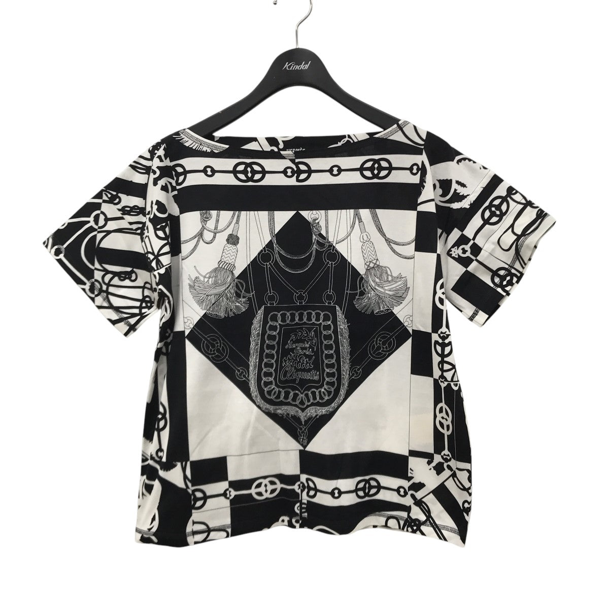 エルメス HERMES 総柄 半袖Tシャツ 2E4601DP ブラック×ホワイト サイズ：34 HERMES(エルメス) 総柄半袖Tシャツ2E4601DP 2E4601DP ブラック