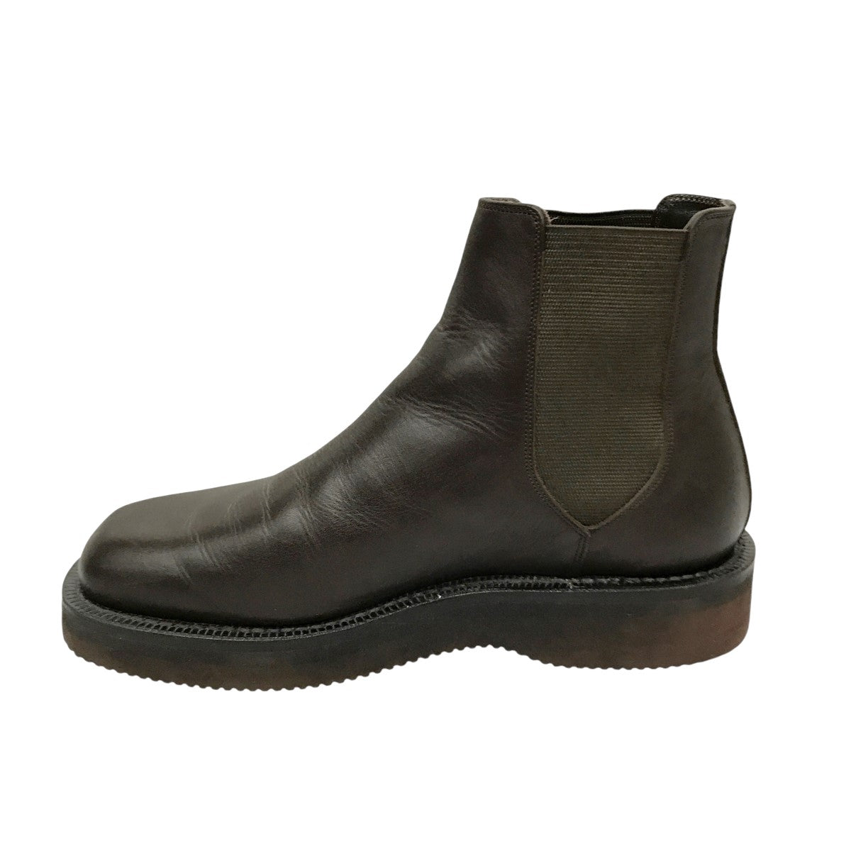 AURALEE×foot THE coacher(オーラリー×フットザコーチャー) Leather SQUARE Boots サイドゴアブーツ 213401 ブラウン サイズ:7 1/2 メンズ シューズ 中古・古着