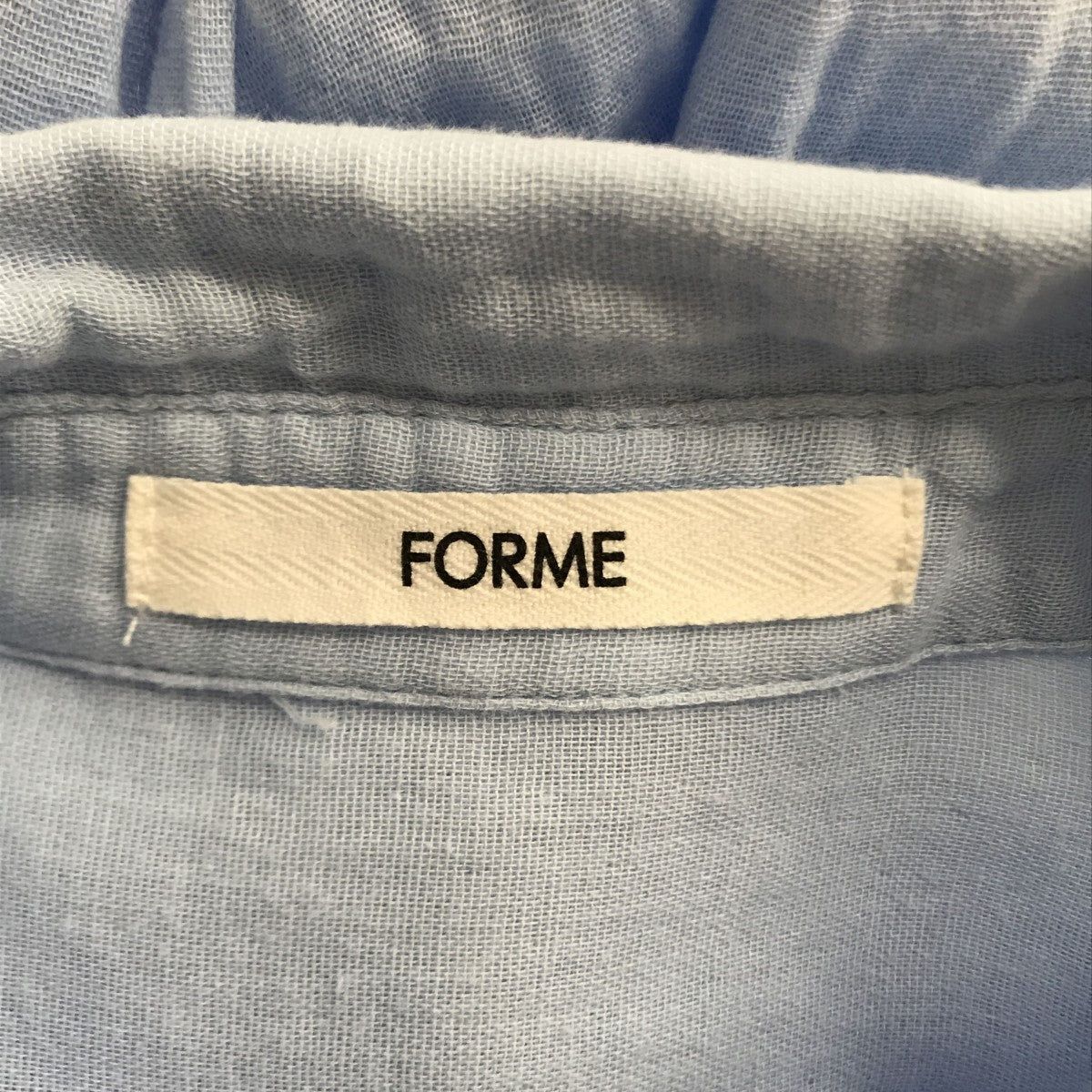 フォルメ forme ガーゼシャツ 24su-GAUZESHIRT-LIBlu スカイブルー サイズ：Free forme(フォルメ) ガーゼシャツ 24su-GAUZESHIRT-LIBlu 24su