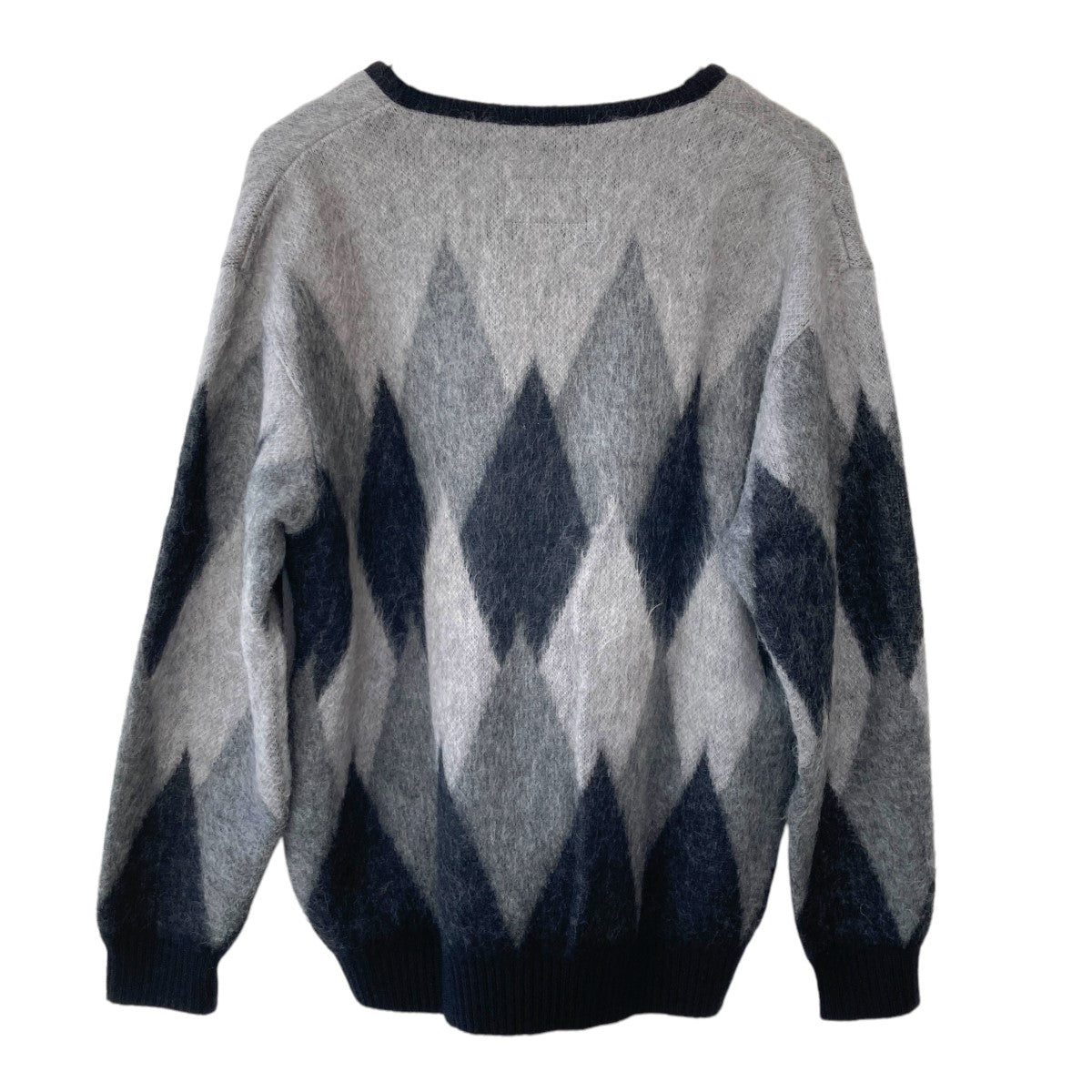 【希少/美品】 ワコマリア　アーガイル　ニット　総柄　M　モヘヤ WACKO MARIA(ワコマリア) アーガイルモヘヤカーディガン ブラック