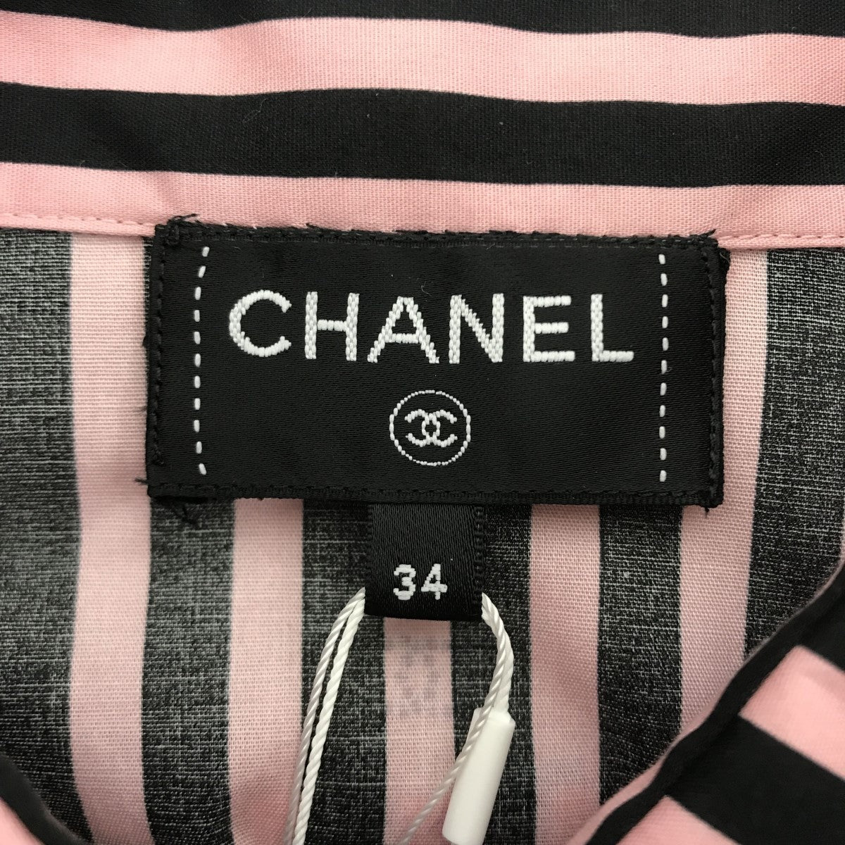 CHANEL ココマーク ストレッチ ポプリン ブラウスストライプ半袖シャツP76220V68306 古着・中古-3枚目のアイテム画像