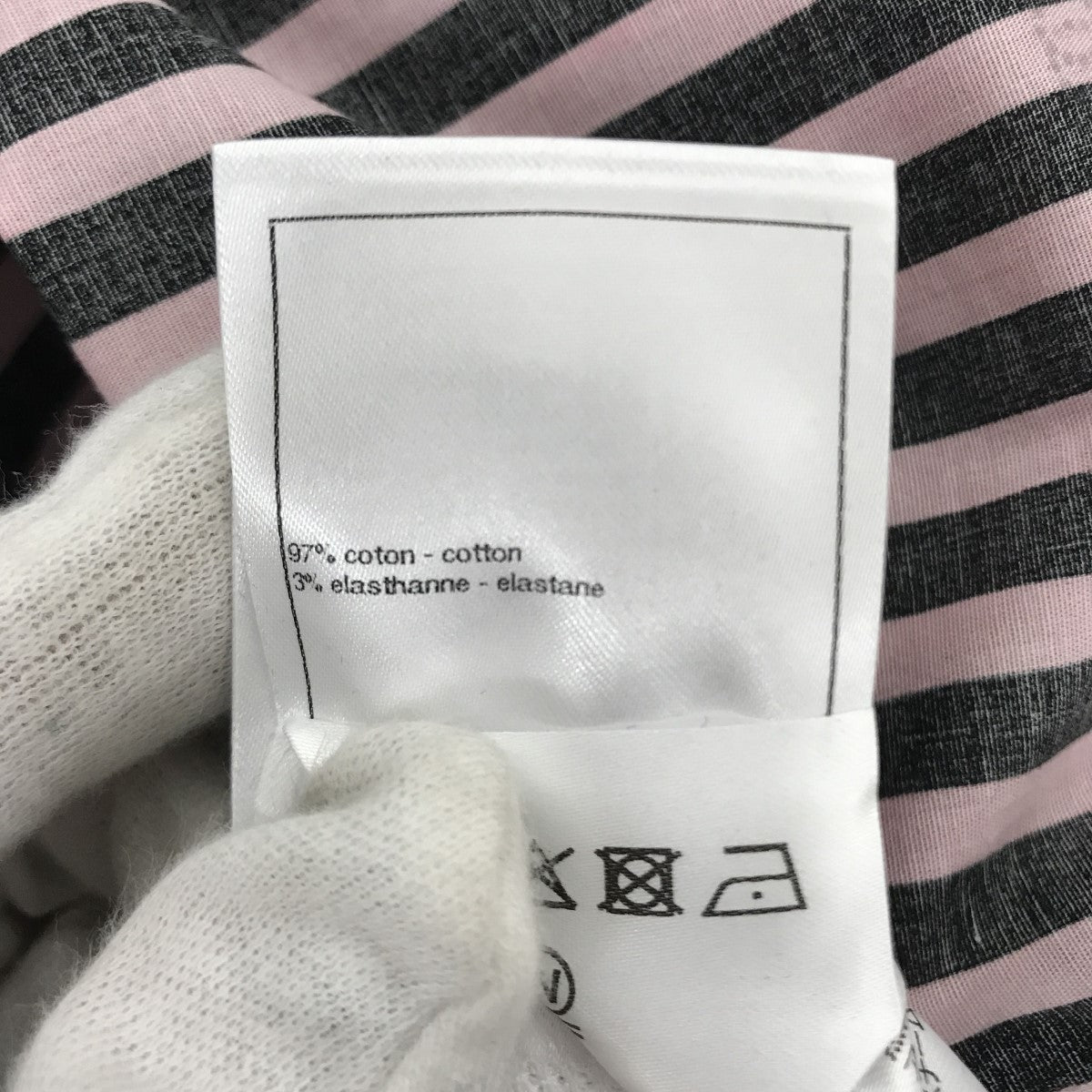 CHANEL ココマーク ストレッチ ポプリン ブラウスストライプ半袖シャツP76220V68306 古着・中古-4枚目のアイテム画像