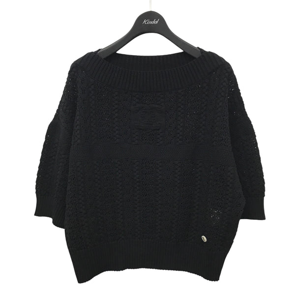 CHANEL シャネル ミニプレート ココマーク カギ編み半袖ニット セーター ブラック レディース P76924K11083 8033001973440_1_grande.jpg?v=