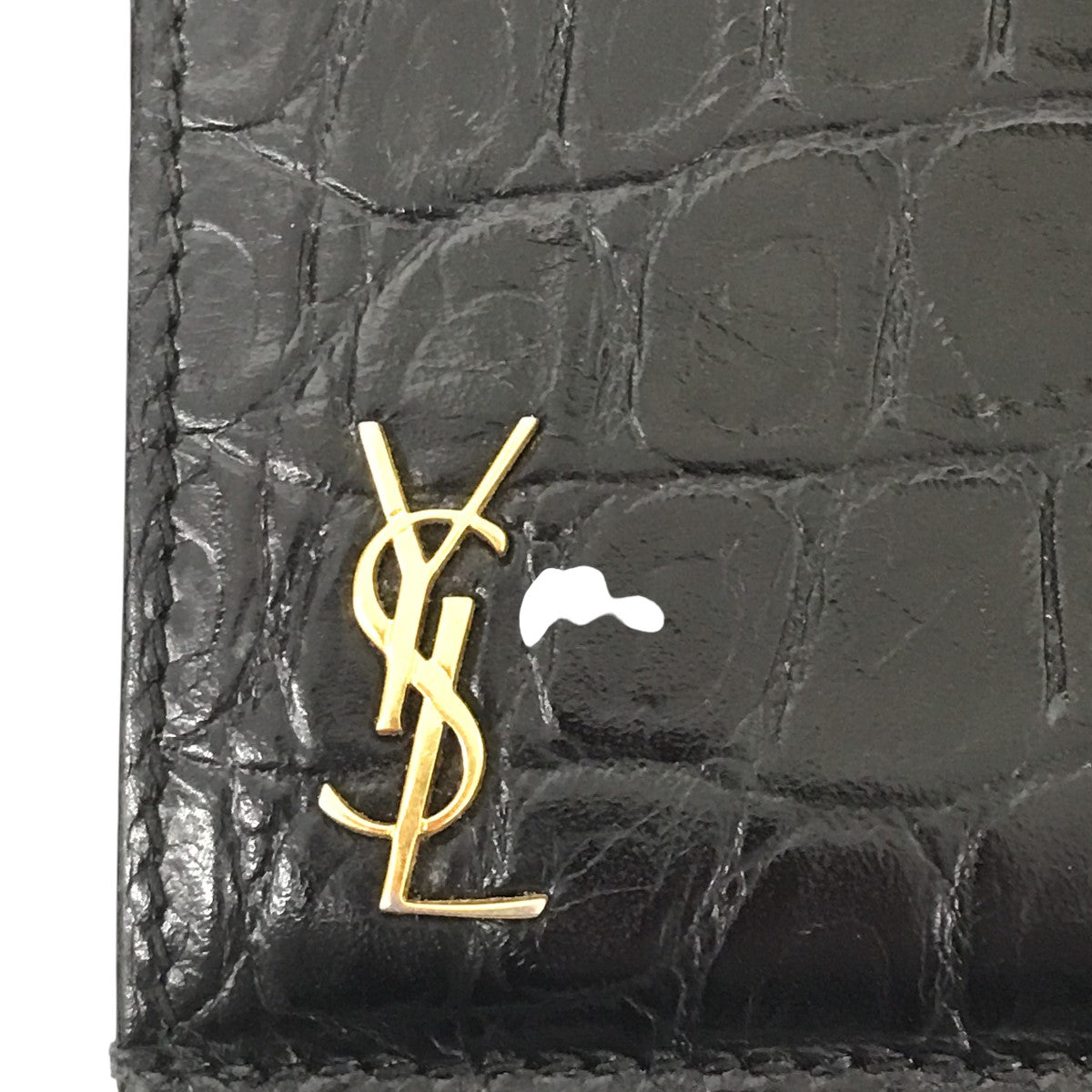Saint Laurent サンローラン 札入れ財布 クロコ マネークリップ Yves Saint Laurent 美品 サンローラン パリ ロゴプレート