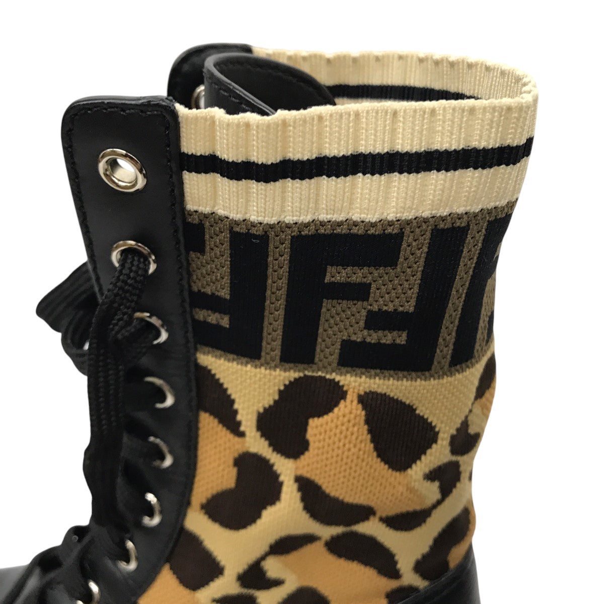 美品】 FENDI フェンディ ロココ バイカーブーツ ニット ズッカ