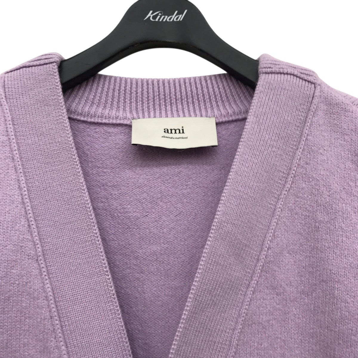 未使用品　アミ ami メリノウールフェルト　カーディガン パープルM AMI Alexandre Mattiussi(アミアレクサンドルマテュッシ) メリノウール