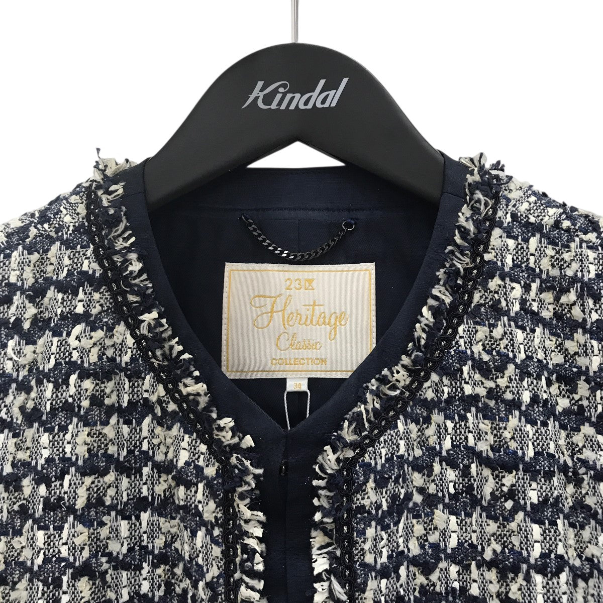 23区(ニジュウサンク) LINTON社ノーカラーツイードジャケット