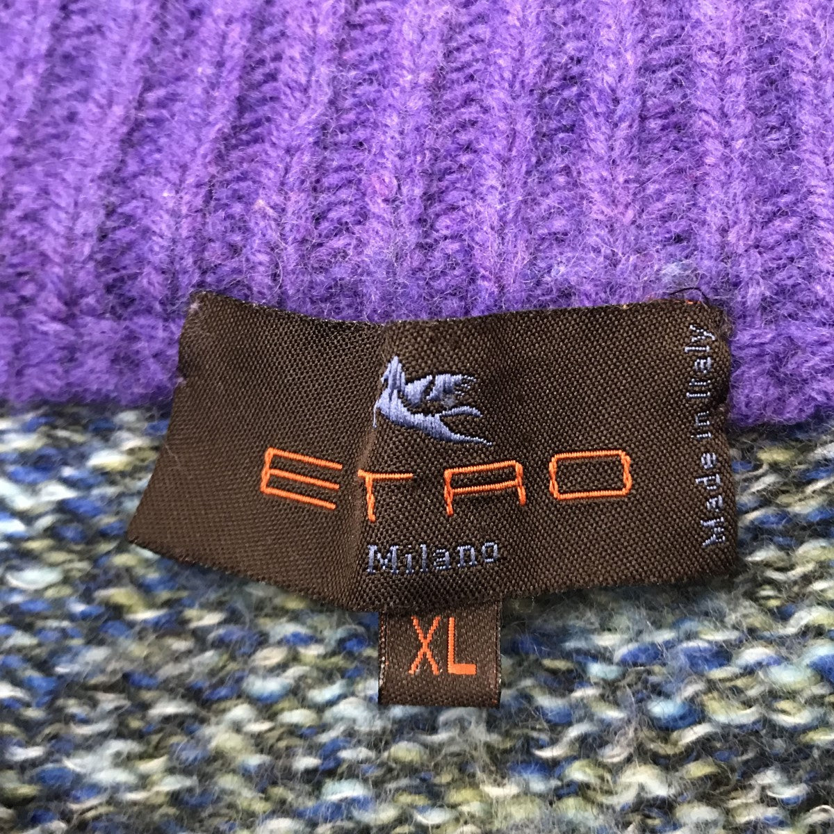 ETRO(エトロ) 古着ハーフジップニット パープル×ブルー サイズ