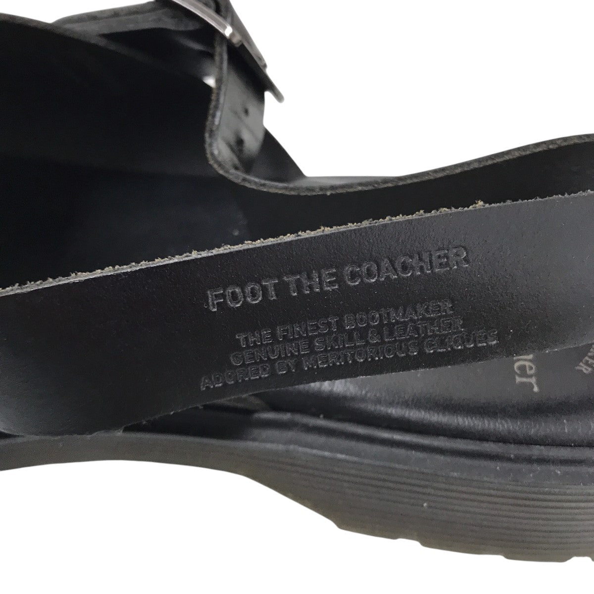 【25cm】COACH ブラックレザー ミュール foot the coacher(フットザコーチャー) レザーミュールサンダル