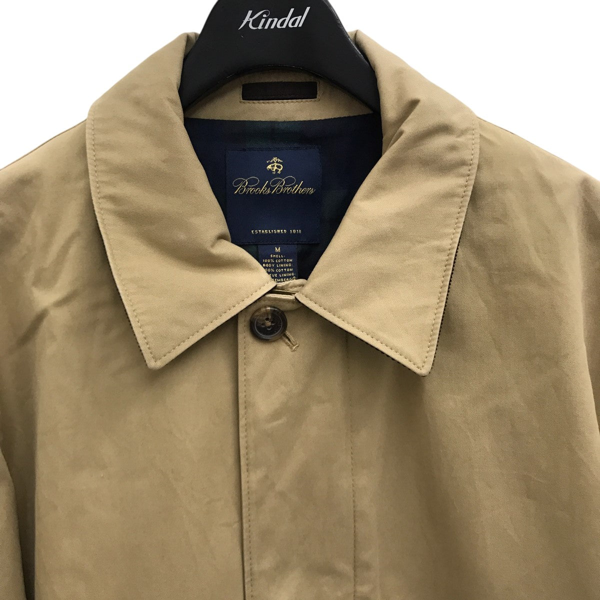 【良品】　ブルックスブラザーズ　ステンカラーコート メンズ ベージュ チェック BROOKS BROTHERS(ブルックスブラザーズ) 裏地チェック柄ステン