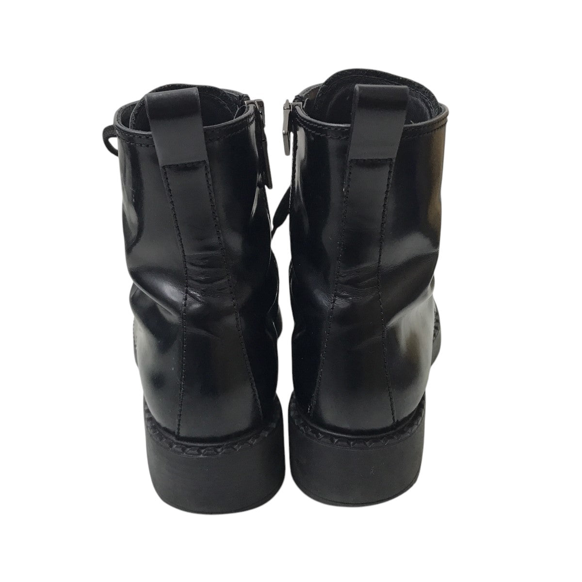 PRADA(プラダ) ブラッシュレースアップサイドジップレザーブーツ3lkk