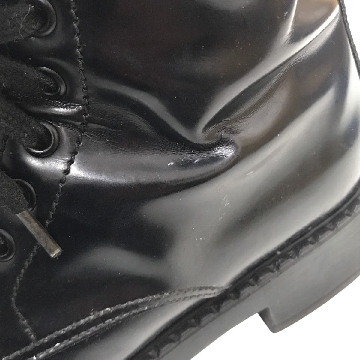 PRADA(プラダ) ブラッシュレースアップサイドジップレザーブーツ3lkk