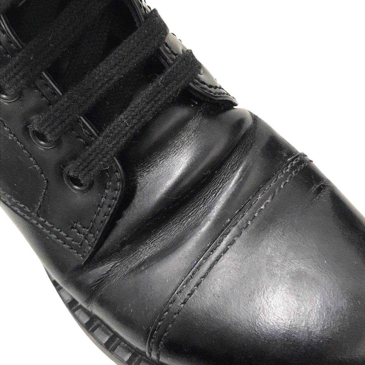PRADA(プラダ) ブラッシュレースアップサイドジップレザーブーツ3lkk