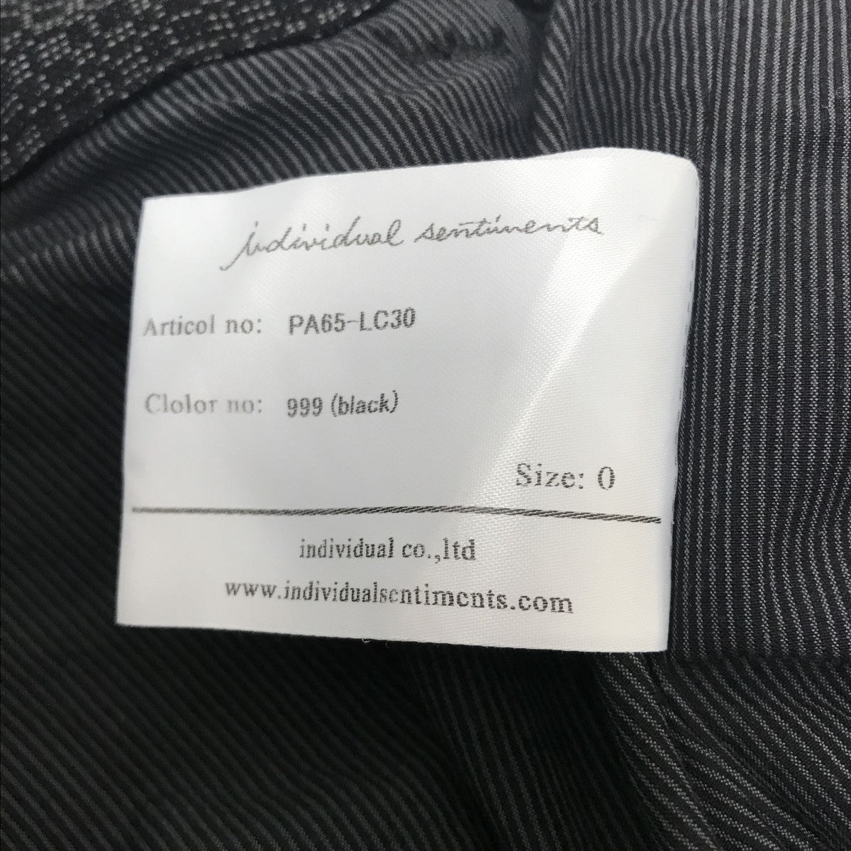 individual sentiments １２ss コート サイズ1 黒 individual sentiments online store