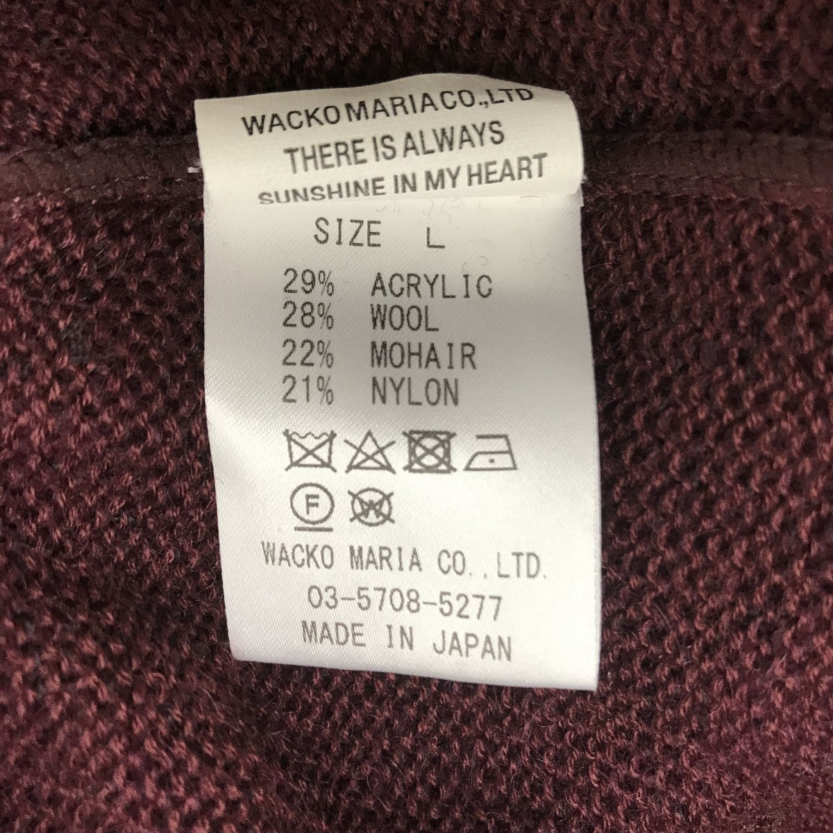 WACKO MARIA(ワコマリア) カーディガン ボルドー サイズ L｜【公式