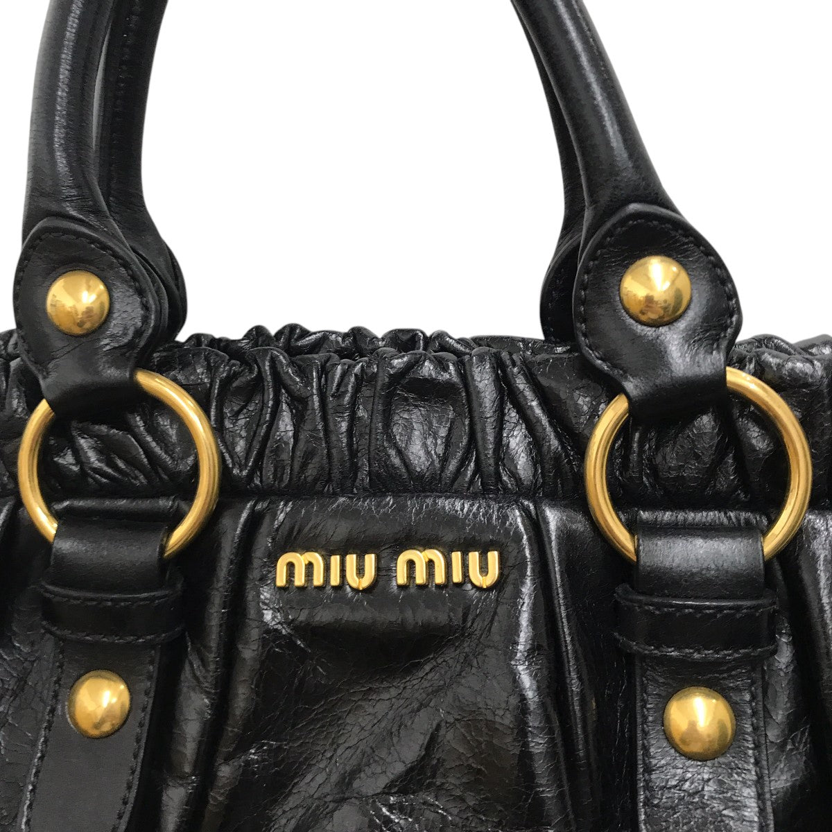 MIUMIU Vitello Lux 2Way Leather Ribbon Bag Pink 37cm