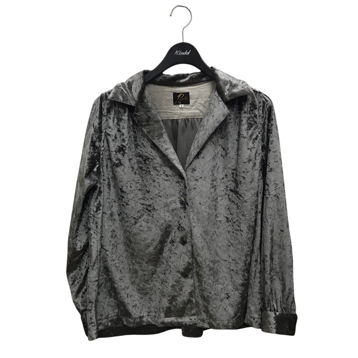 ニードルス Needles Gathered Blouse-Pply Crush Velour ベロアシャツ DI160 グレー サイズ：2 Needles(ニードルス) Gathered Blouse-Pply Crush Velourベロア